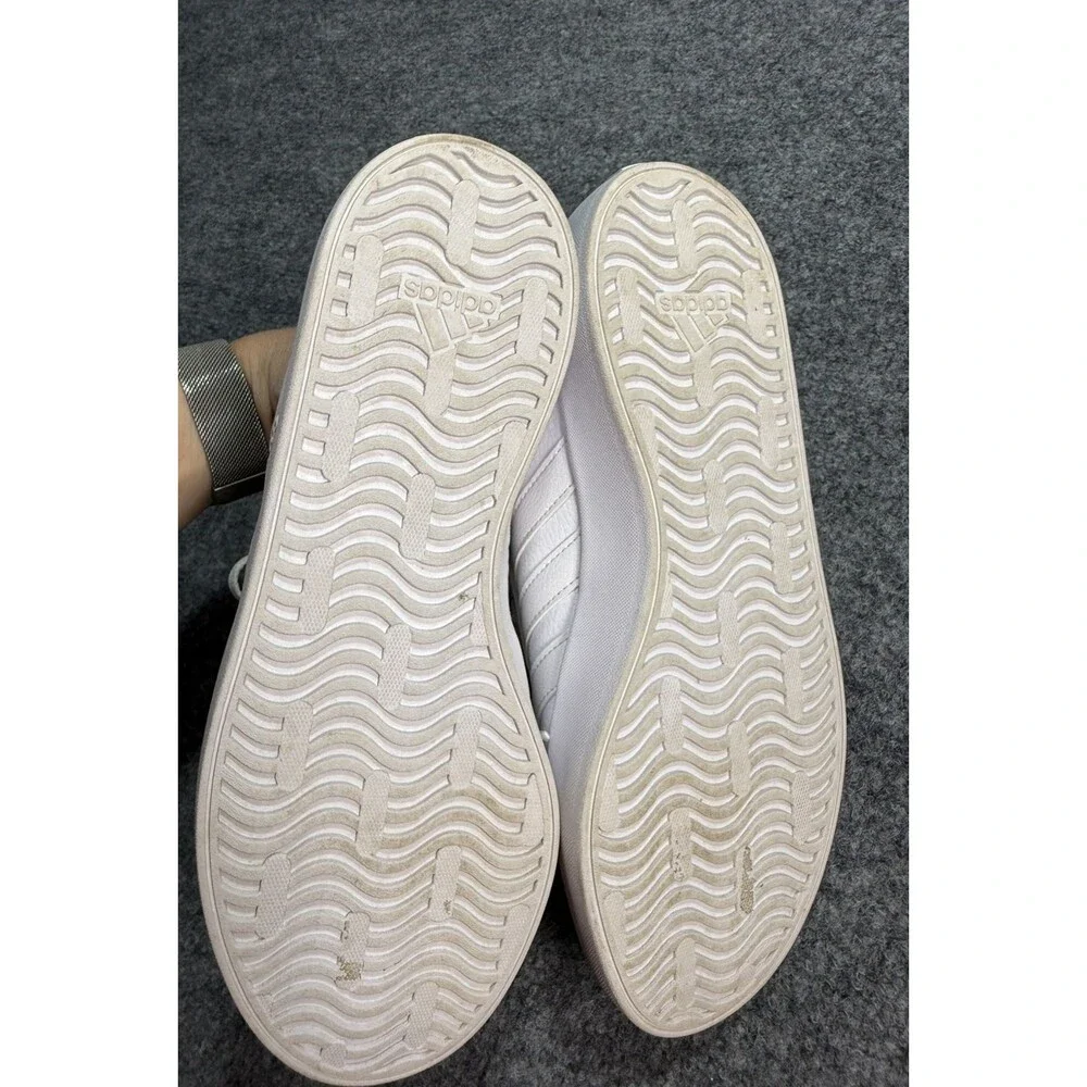 Adidas VL Court 3 Women’s Sneakers White Gold Leather Suede Toe Size 8.5 Casual